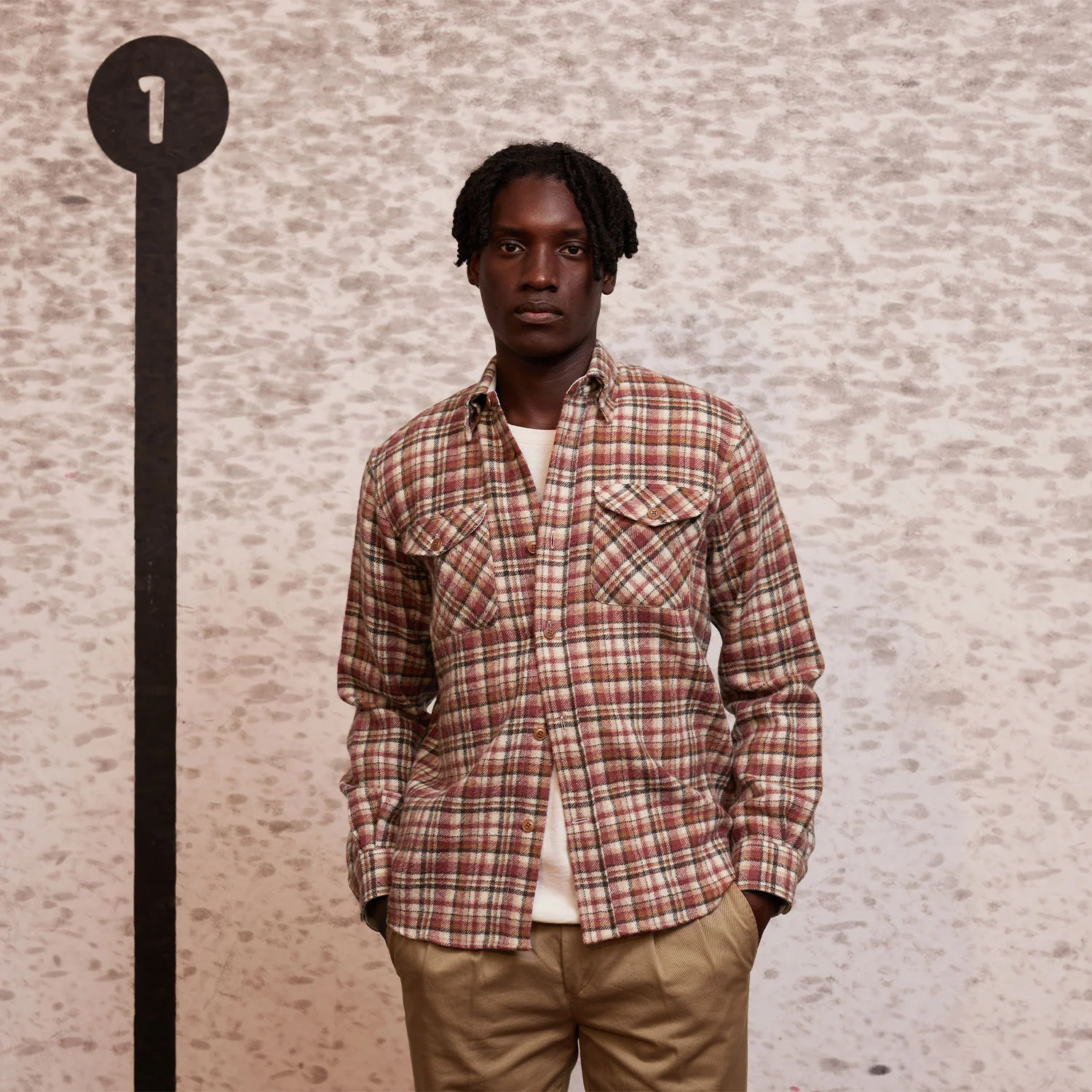 Checked virgin wool overshirt