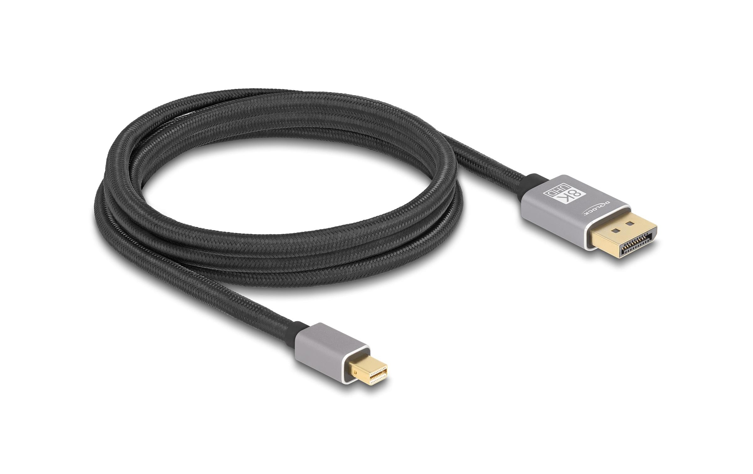 Kabel 8K 60 Hz Mini-DisplayPort - DisplayPort, 2 mDelock Mini DisplayPort zu DisplayPort Kabel 8K 60 Hz 2 m