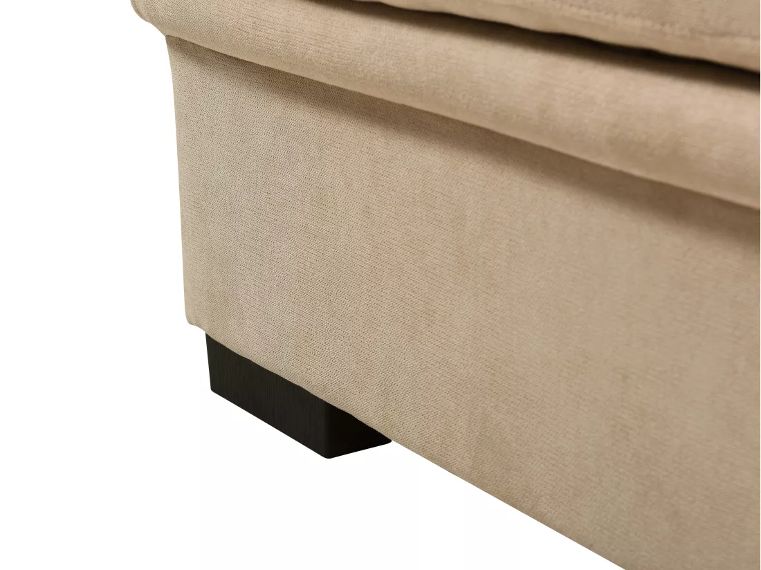 Canapé d'angle droit convertible en tissu beige ULENIO