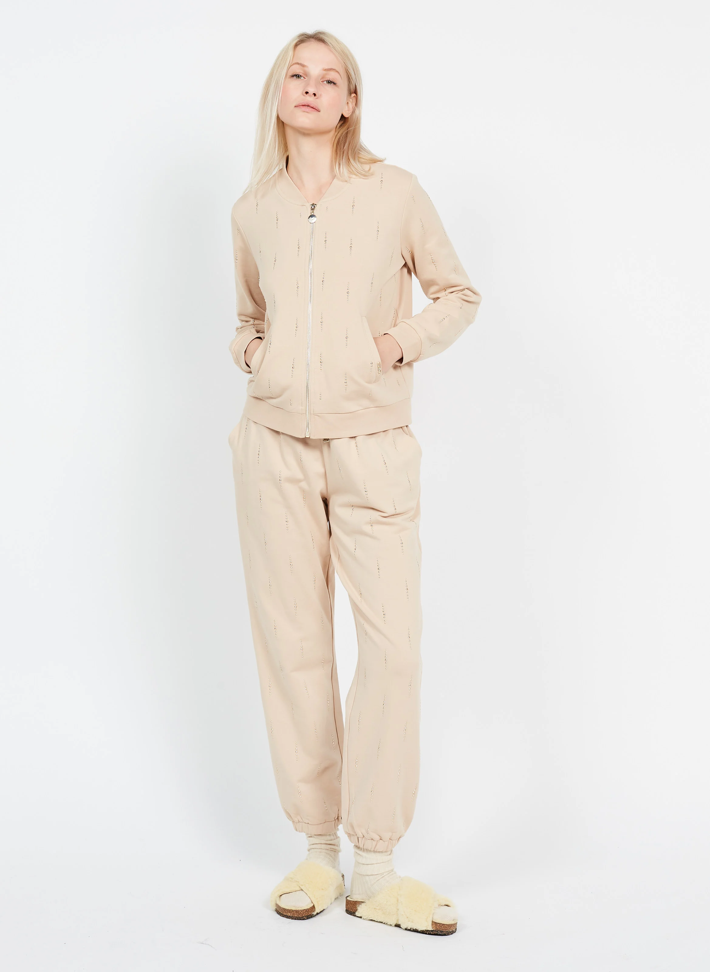 Sandales fourrée en cuir| Beige