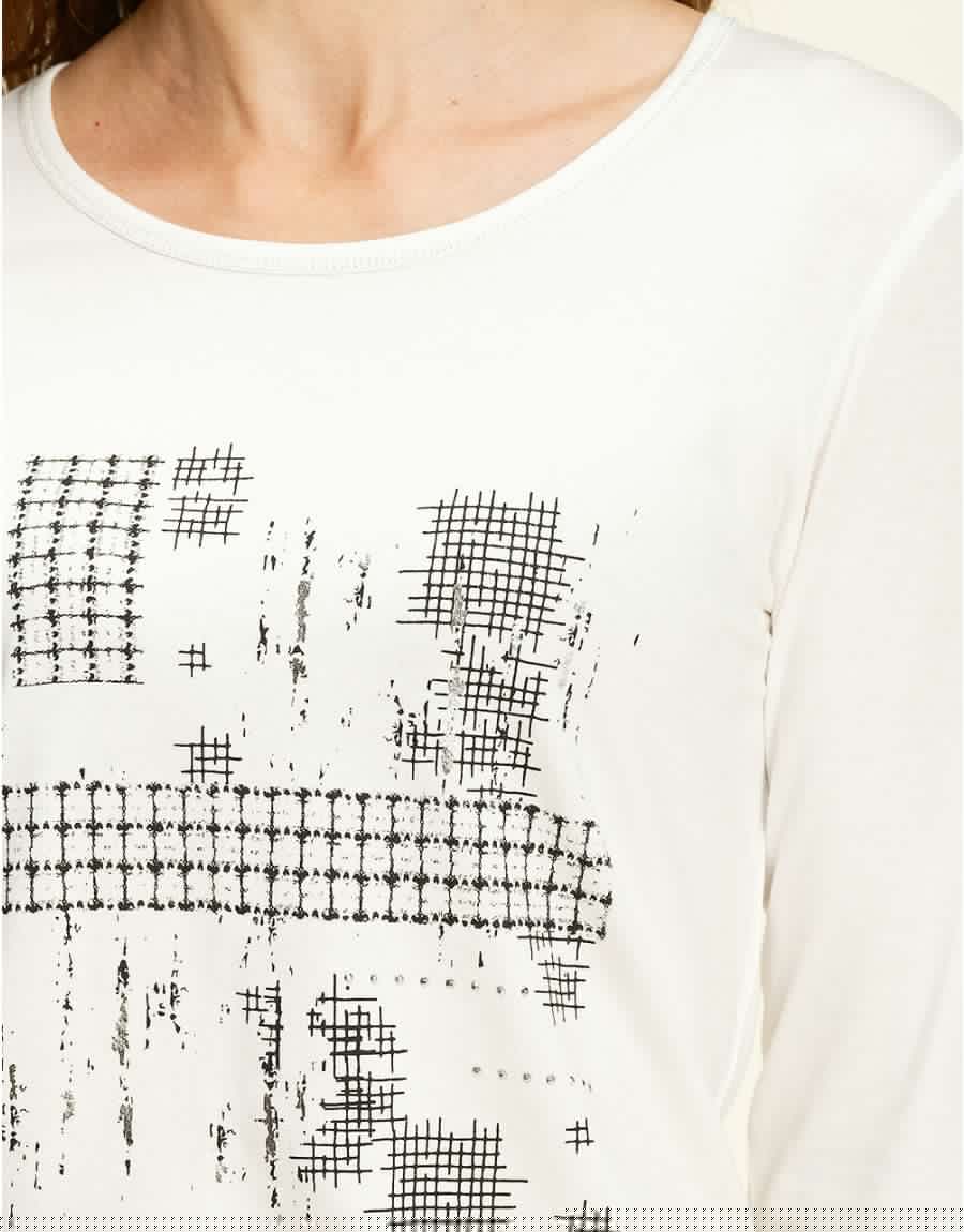 T-shirt blanc motif gris