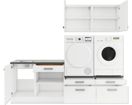 Optifit bijkeukenmeubel zonder apparatuur Salo214 230 cm wit mat gedemonteerd omkeerbaar uitvoering HWSA HWR-1+