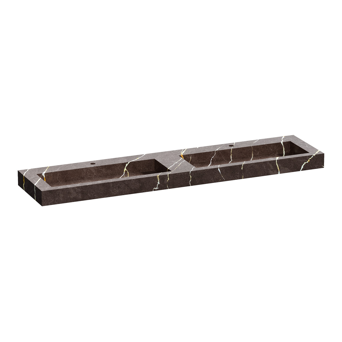 Brauer Coral dubbele wastafel marmerlook 200cm met 2 kraangaten copper brown