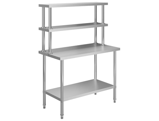 VIDAXL - Mobilier de cuisine Table de travail de cuisine avec étagère 120x60x150 cm inox
