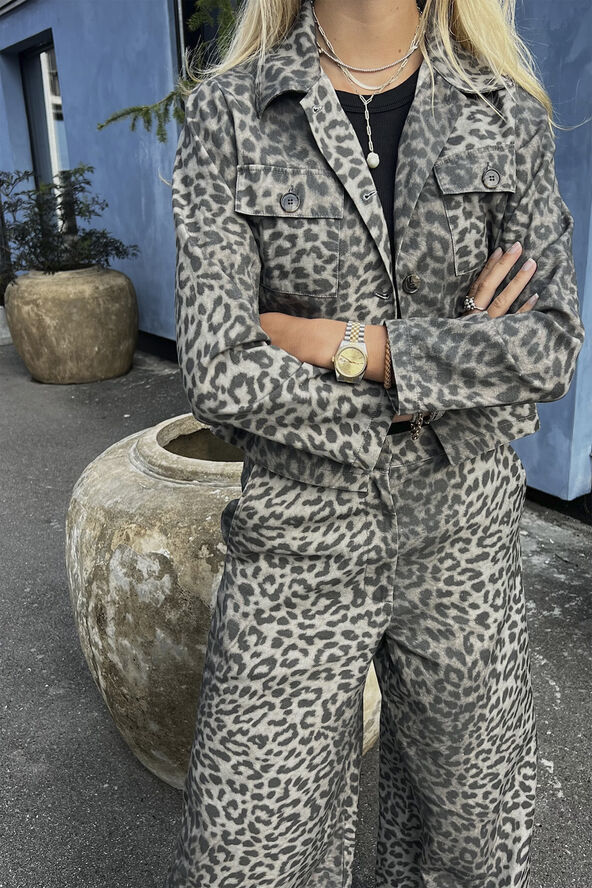 Rabens Saloner Leopard print short jacket - Aleksa Snow leopard