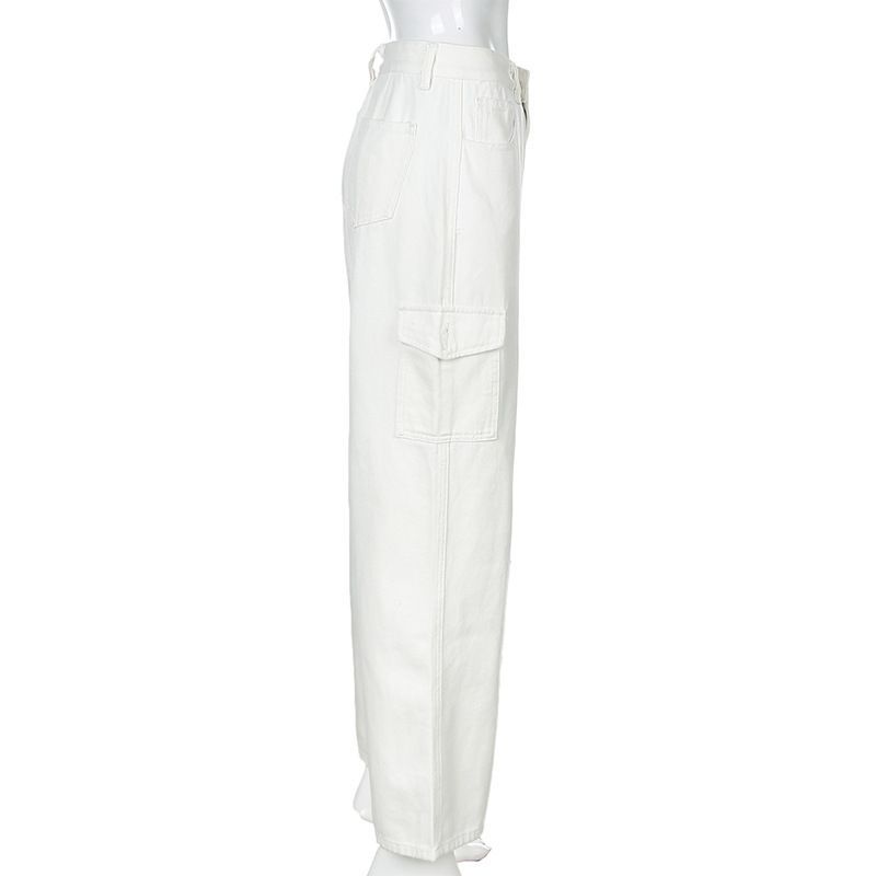 Honet - Losse Harem Cargo Jeans met Hoge Taille