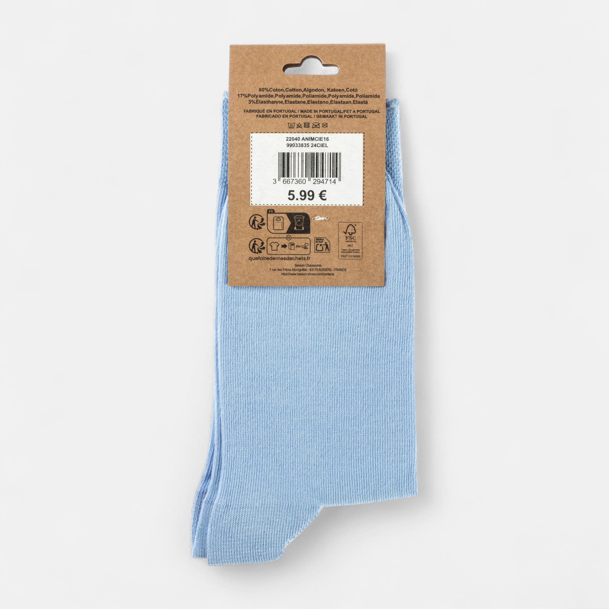Chaussettes Homme bleu ciel