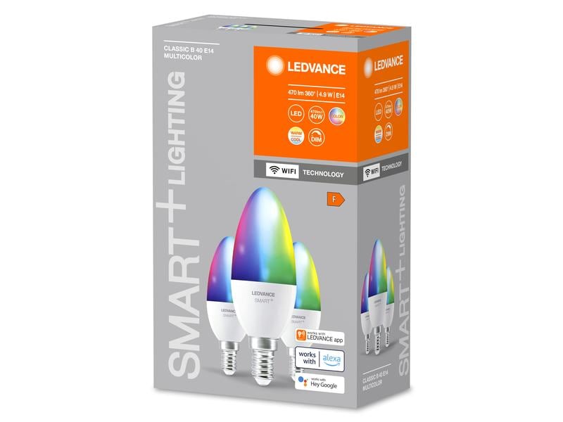 Ledvance Leuchtmittel SMART  WiFi Candle B40, E14, RGBW, 3 Klassische Kerzenform mit WiFi-Technologie