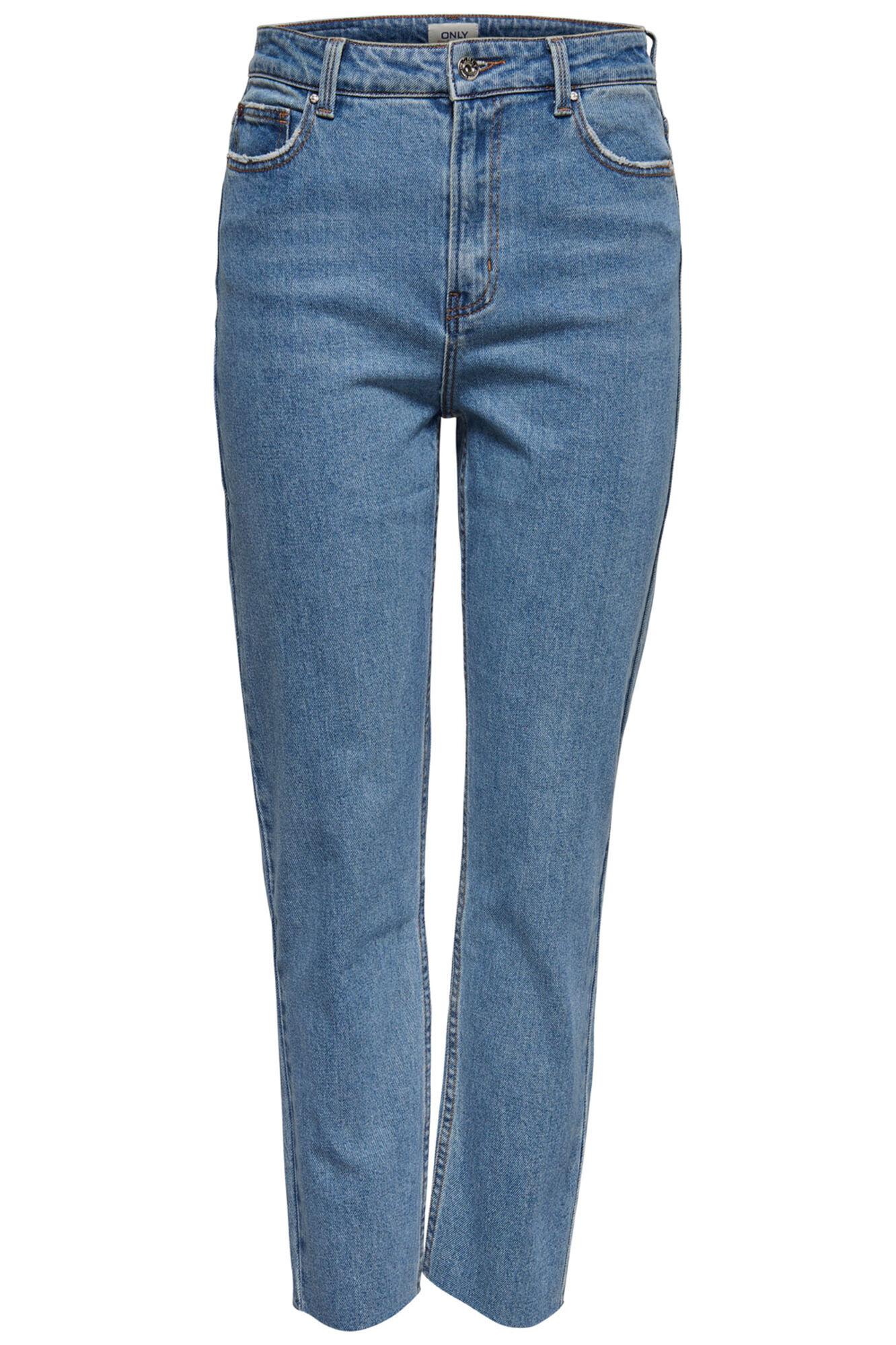 Calça jeans reta de cintura alta