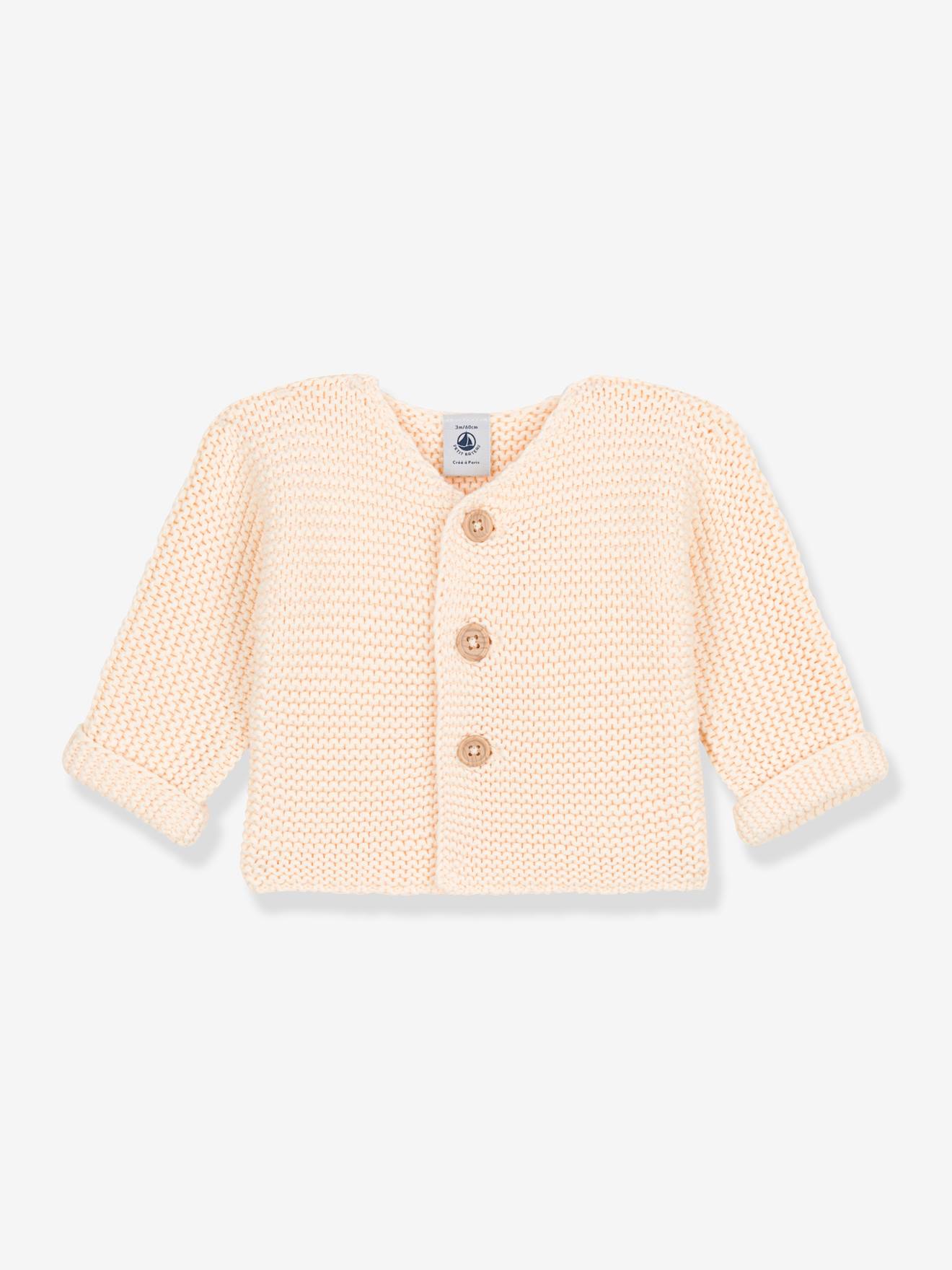 Casaquinho de malha felpudo de algodão orgânico para bebê PETIT BATEAU, branco