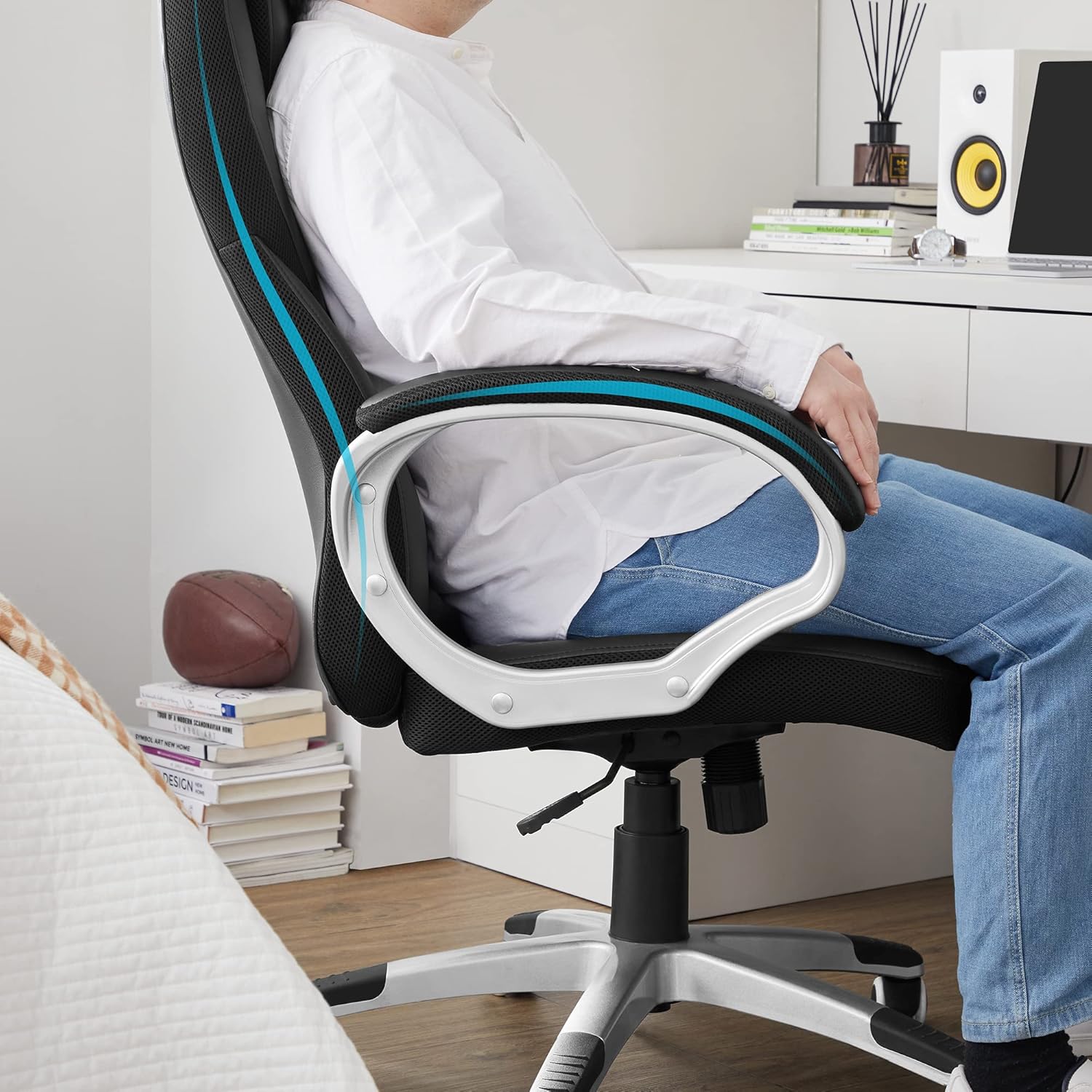 SONGMICS Bürostuhl Chefsessel Drehstuhl Computerstuhl Sitzhöhenverstellung office Stuhl Polsterung, OBG22B DN3762062