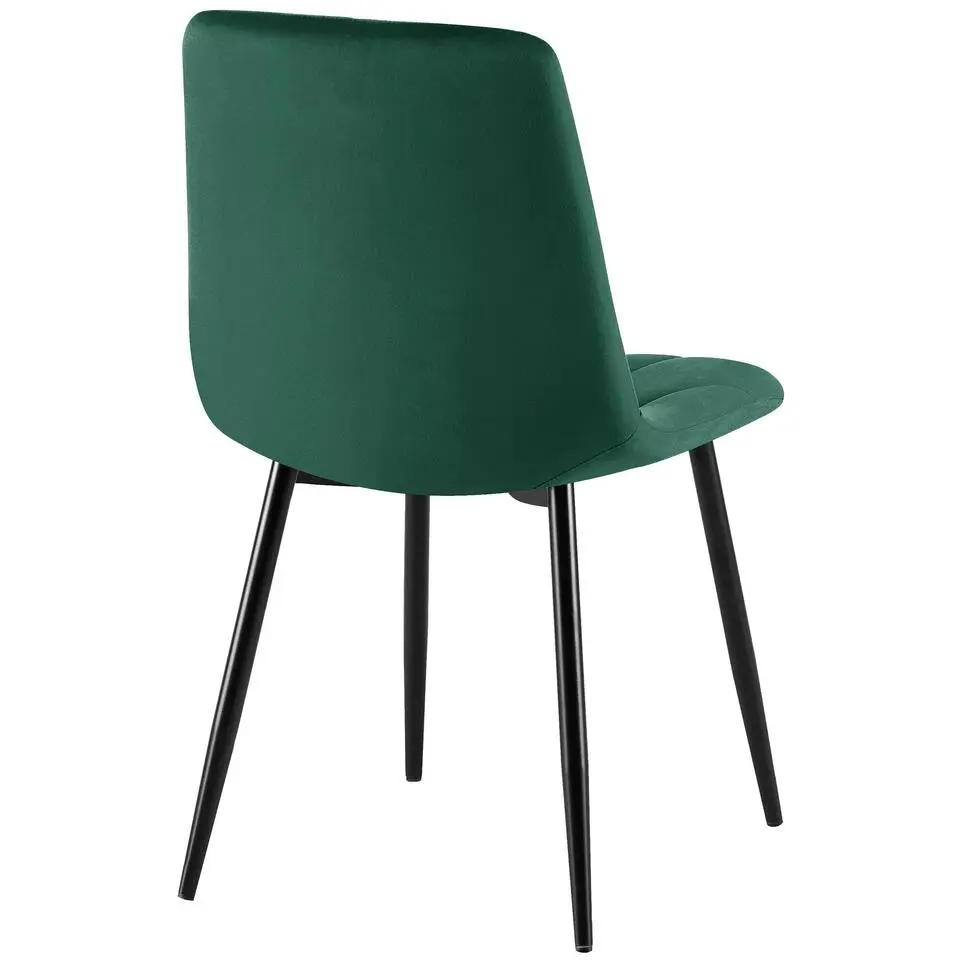 CLP Set van 2 Eetkamerstoel Clairton zwart Frame - Fluweel - groen