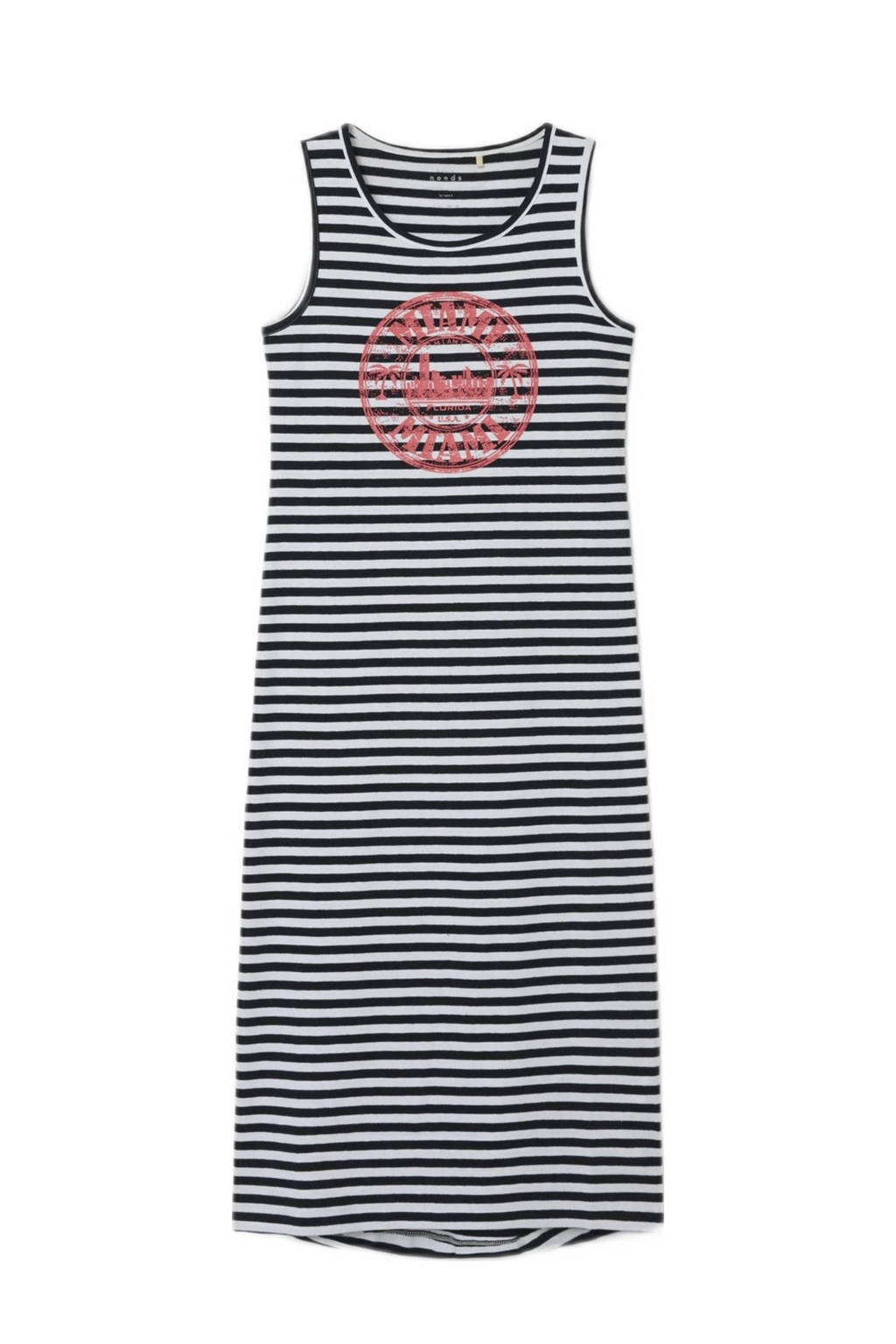 NAME IT gestreepte maxi jurk NKFVIPPA donkerblauw/wit