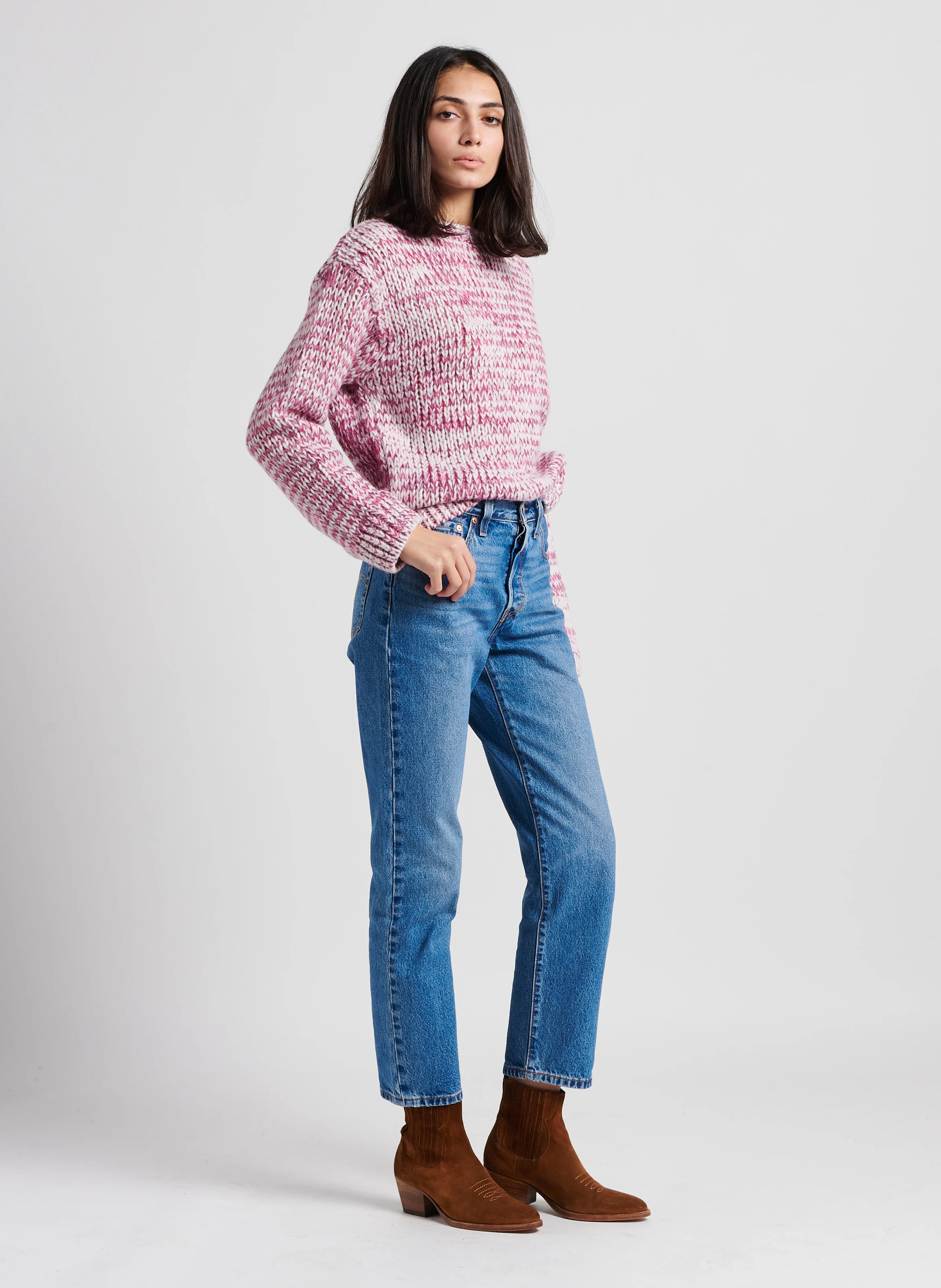 501 CROP - Jean droit cropped en coton | Jean Délavé