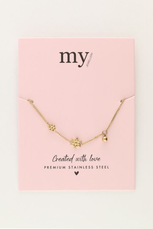 Minimalistische armband met bloemen & balletje