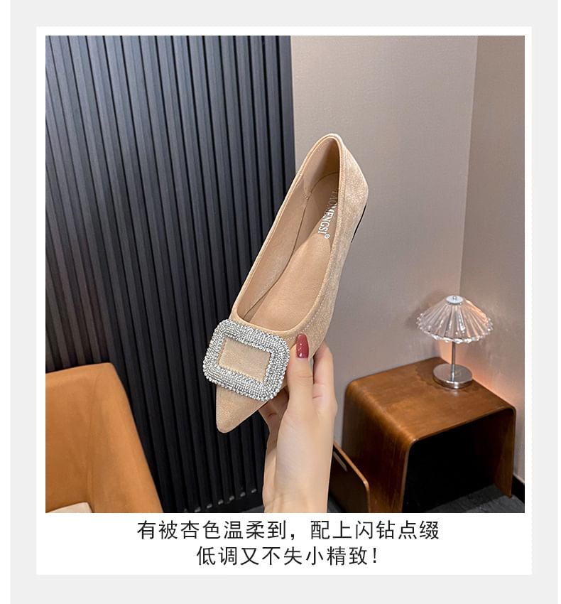 Anran - Puntige teen flats met strass accent