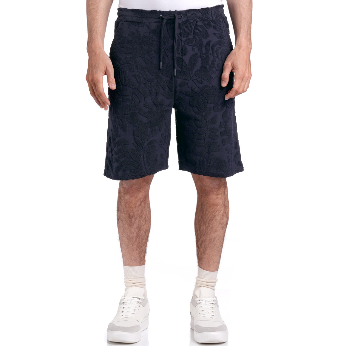 Jonas Nielsen Herren Shorts mit Frottee-Muster dunkelblau