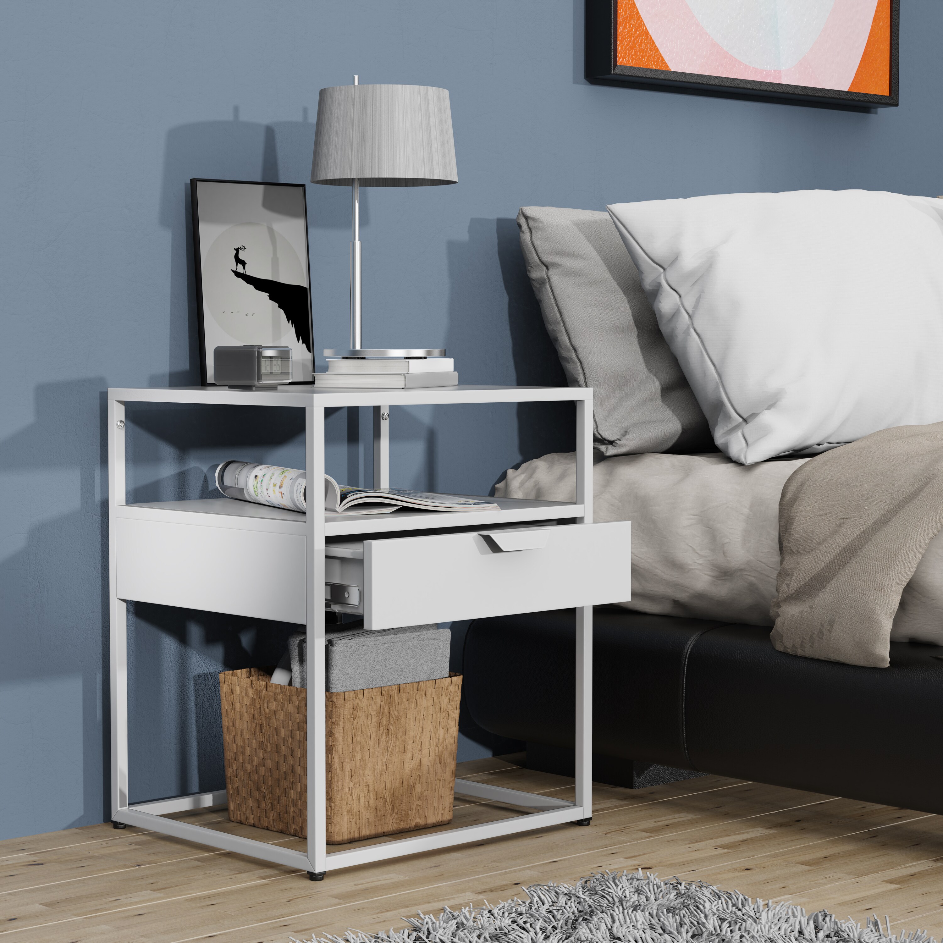 VCM Metall Nachtschrank Beistelltisch Schublade Konsole Nachttisch Flokas M