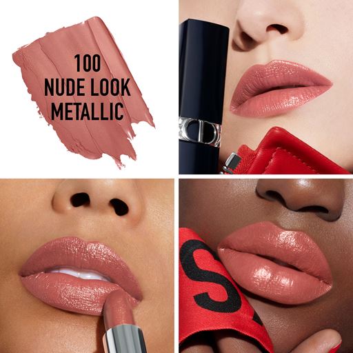 Dior Rouge Refillable Metallic Lipstick, 100 Nude Look