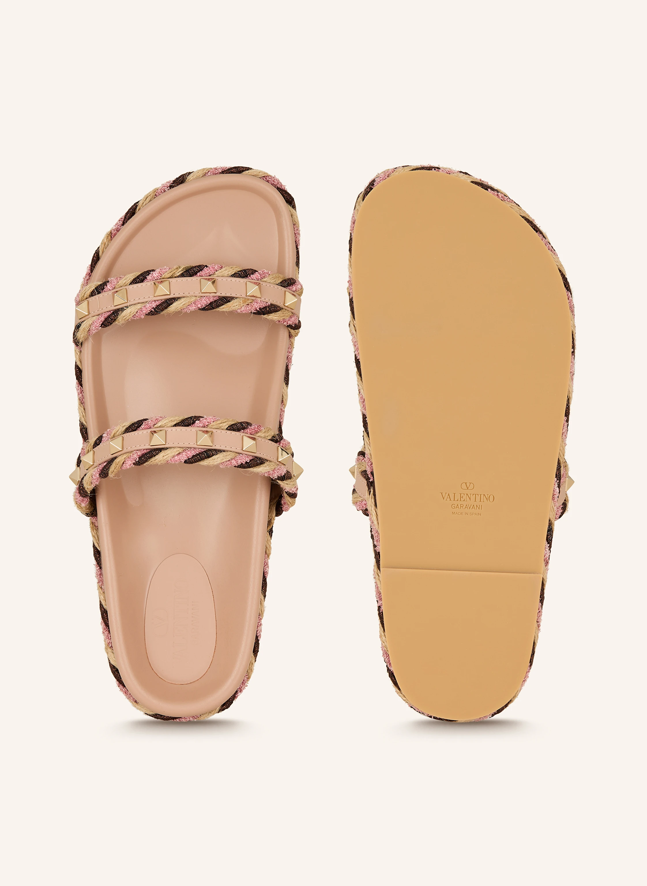 VALENTINO GARAVANI Pantoletten ROCKSTUD mit Nieten und Glitzergarn