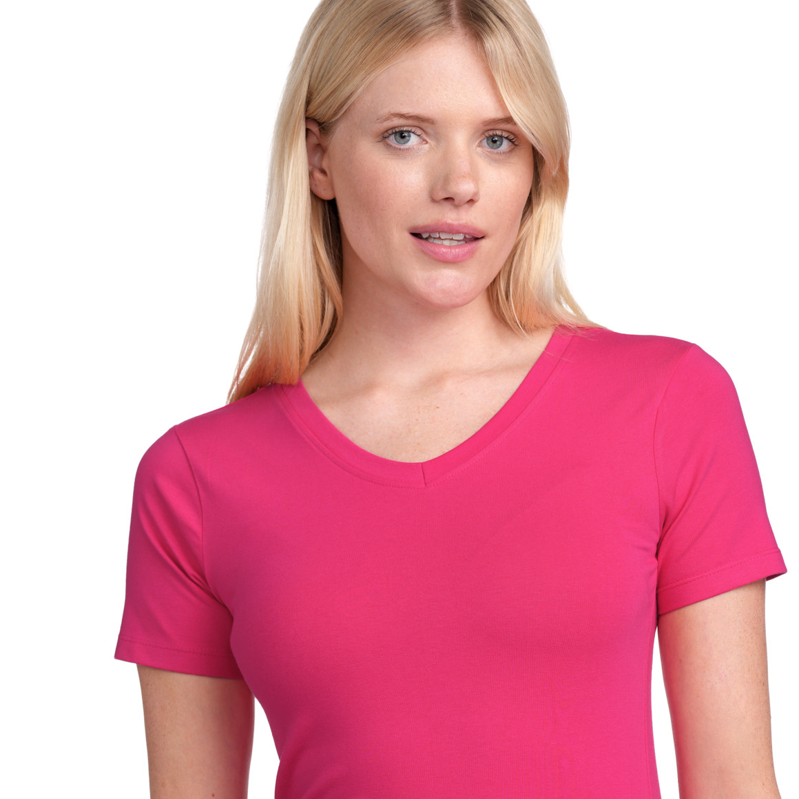 Gina Benotti Damen T-Shirt mit V-Ausschnitt pink