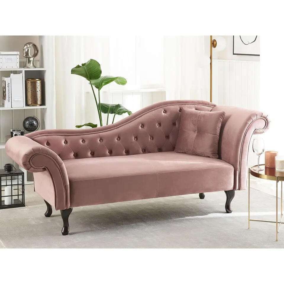 LATTES - Chaise longue - Roze - Rechterzijde - Fluweel