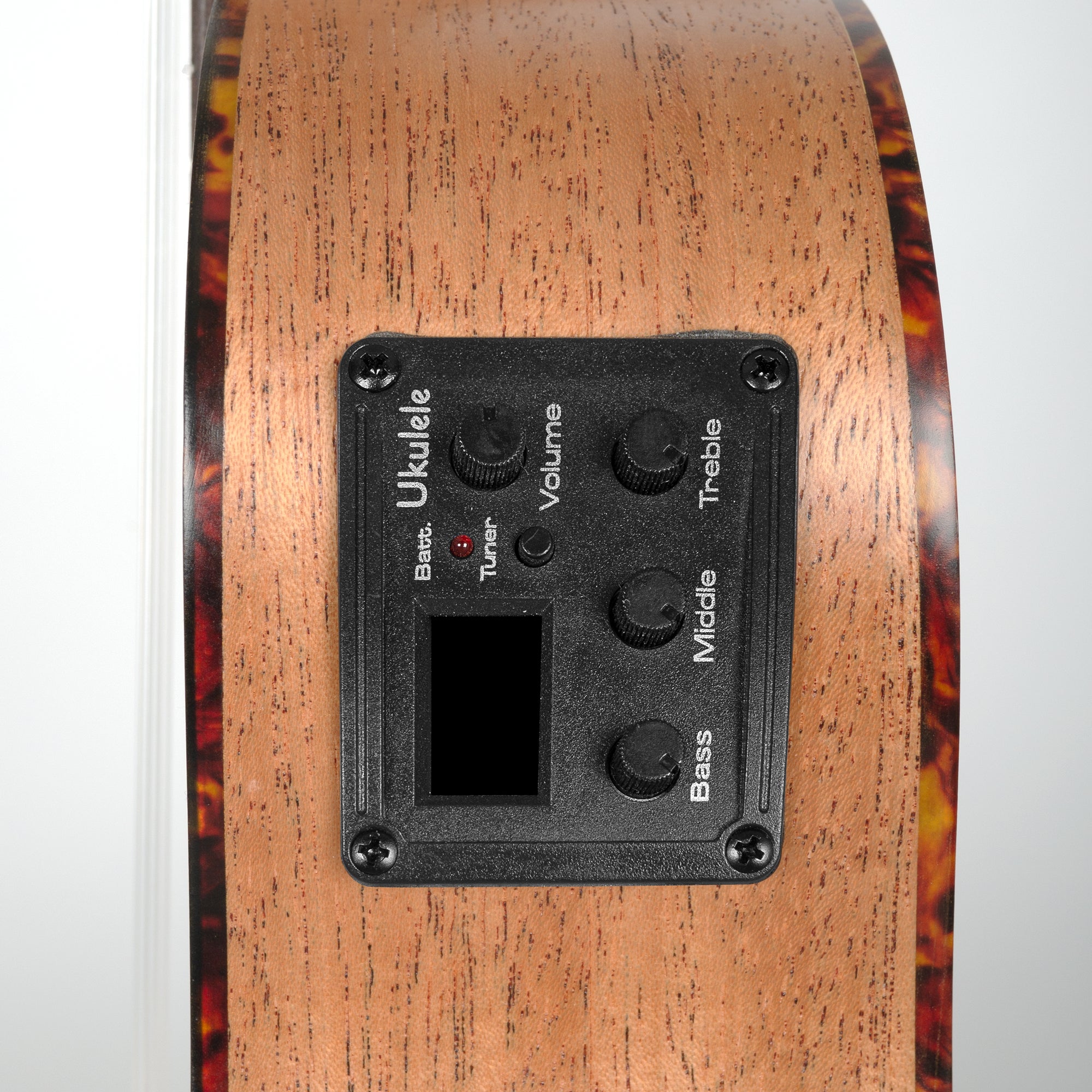 Cascha HH 2026EL sopraan ukelele mahonie met pick-up en gigbag - linkshandig
