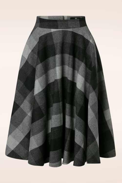 Timeless Sophie wollen geruite rok in grijs
