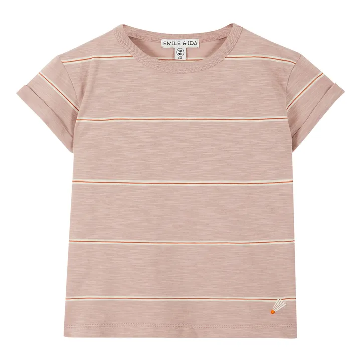Emile et Ida T-Shirt Coton Bio Rayures | Mauve