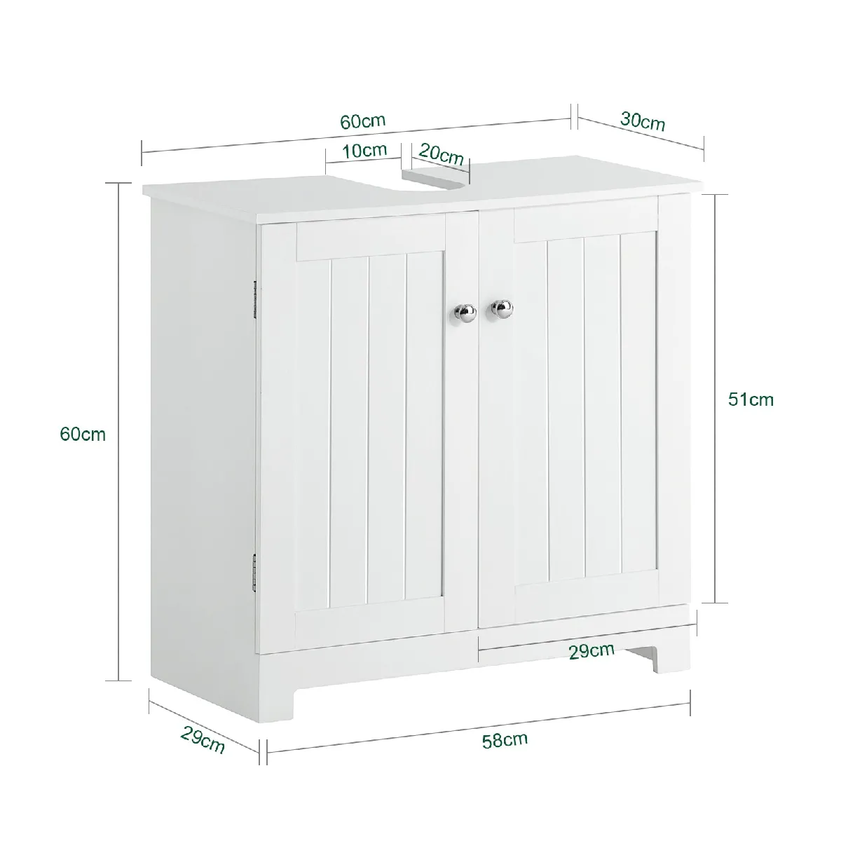 SoBuy BZR18-W Meuble Lavabo 60x29x60 cm