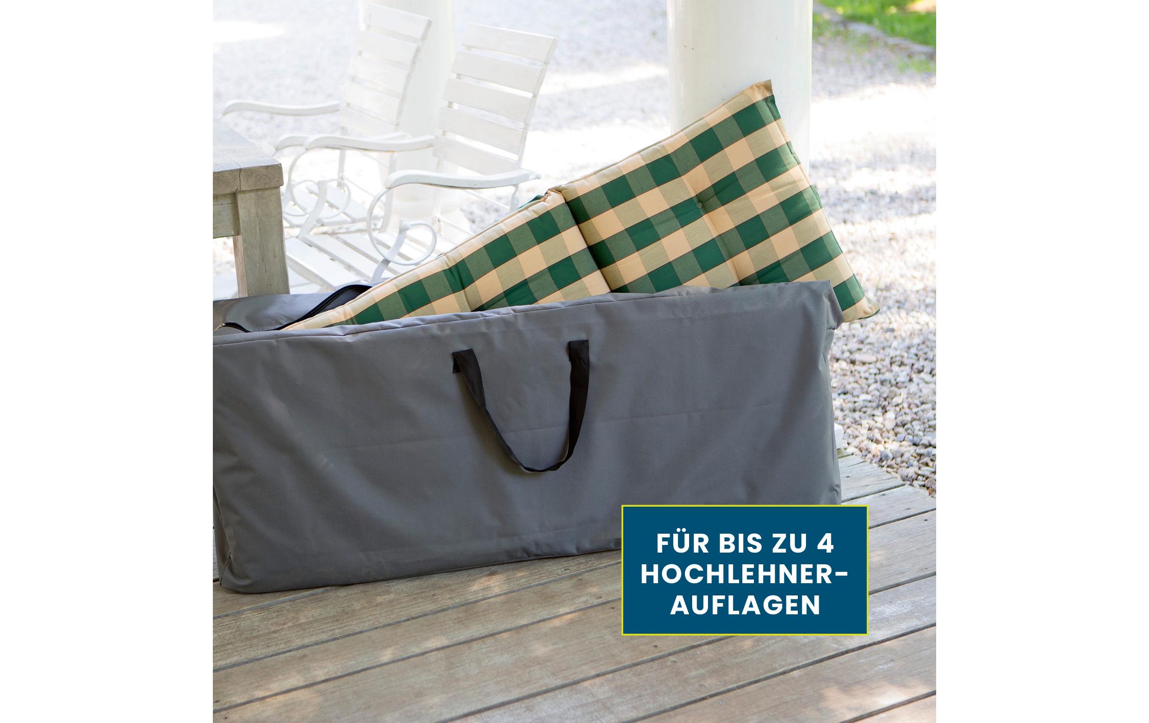 Aufbewahrungstasche Gartenmöbelpolster, 130x32x50cm, grauAbdeckhaube, Gartentasche