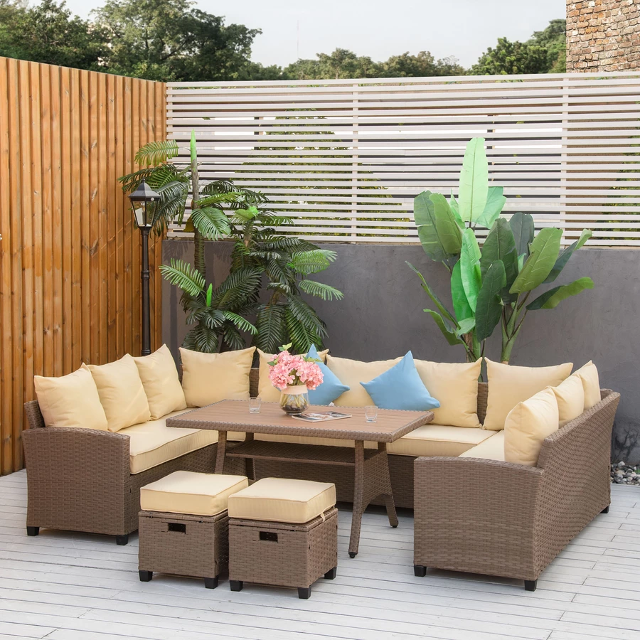 Outsunny Gartenmöbel Set bestehend aus 6 Teilen braun