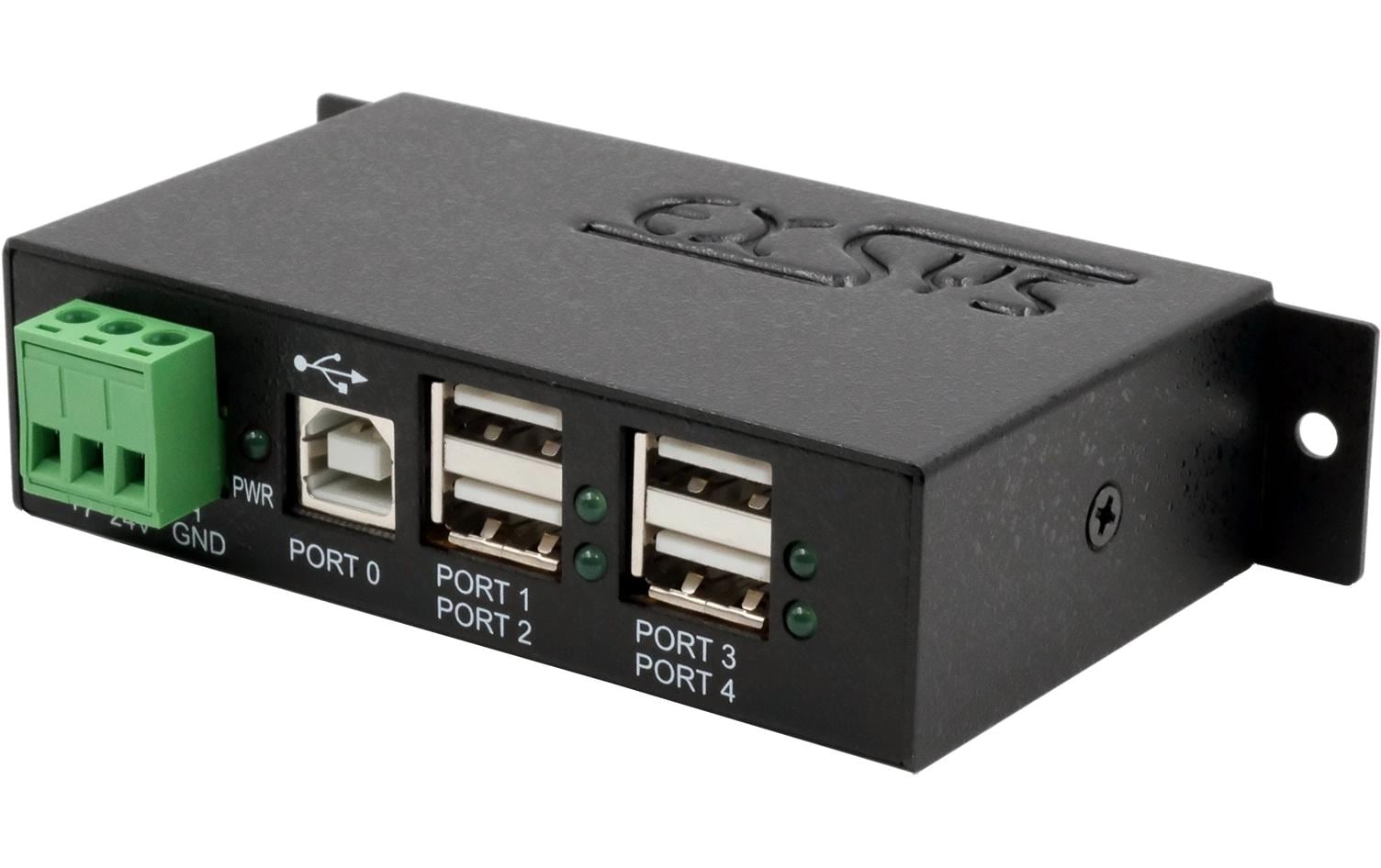 USB-Hub Managed USB 2.0 Hub 4-PortManaged 4-Port USB 2.0 Metall HUB mit 15KV ESD Überspannungsschutz (DIN-Rail)