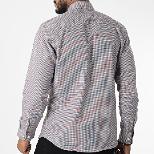 Chemise Manches Longues A Carreaux New Mark Blanc Rouge Bleu Marine