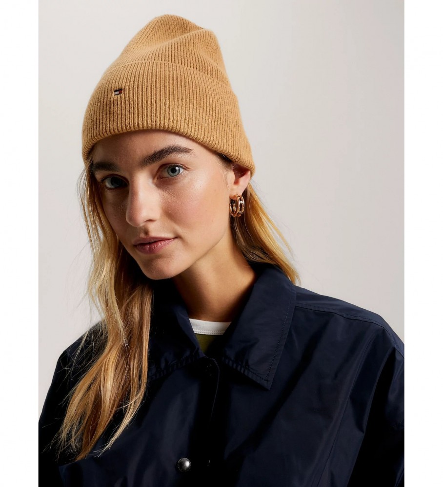 Gorro Tommy Hilfiger Essential Stretch Knit com Logo, Marrom