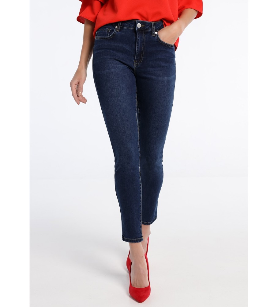 Victorio & Lucchino, Calça Jeans Skinny de Cintura Alta Azul Escuro V&L