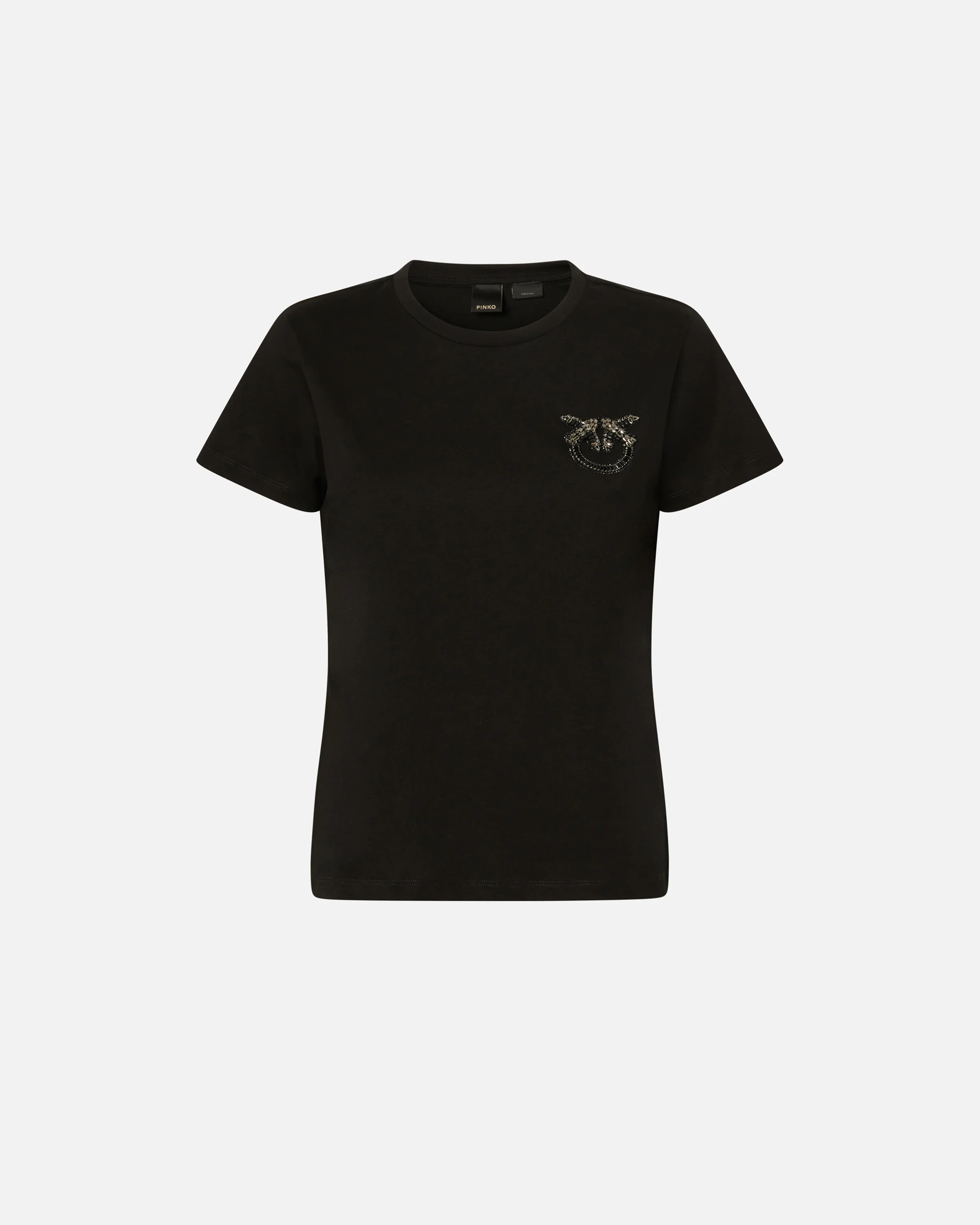 T-shirt à manches courtes avec broderie bijou love birds | Noir