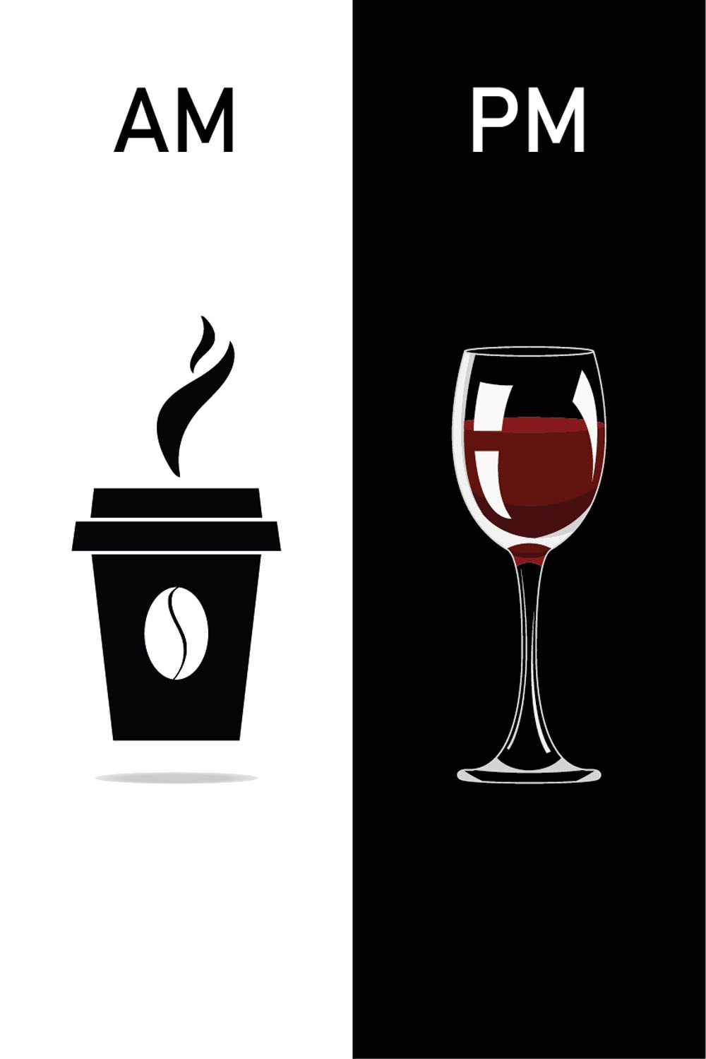 queence Wanddekoobjekt »AM PM - Kaffeebecher und Wein« Stahlschild, Blechschild, Spruch, Witzig, Wanddeko, retro, 20x30cm