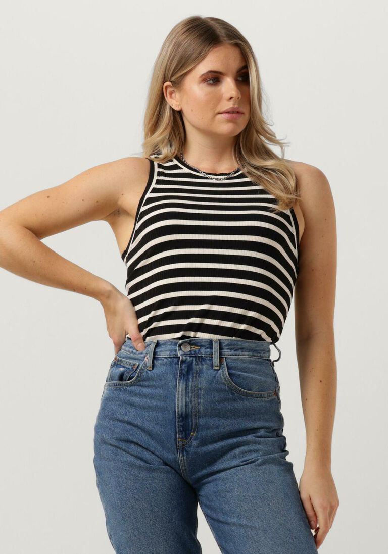 TOMMY HILFIGER zwarte tommy hilfiger top slim 5x2 rib stripe tank ns