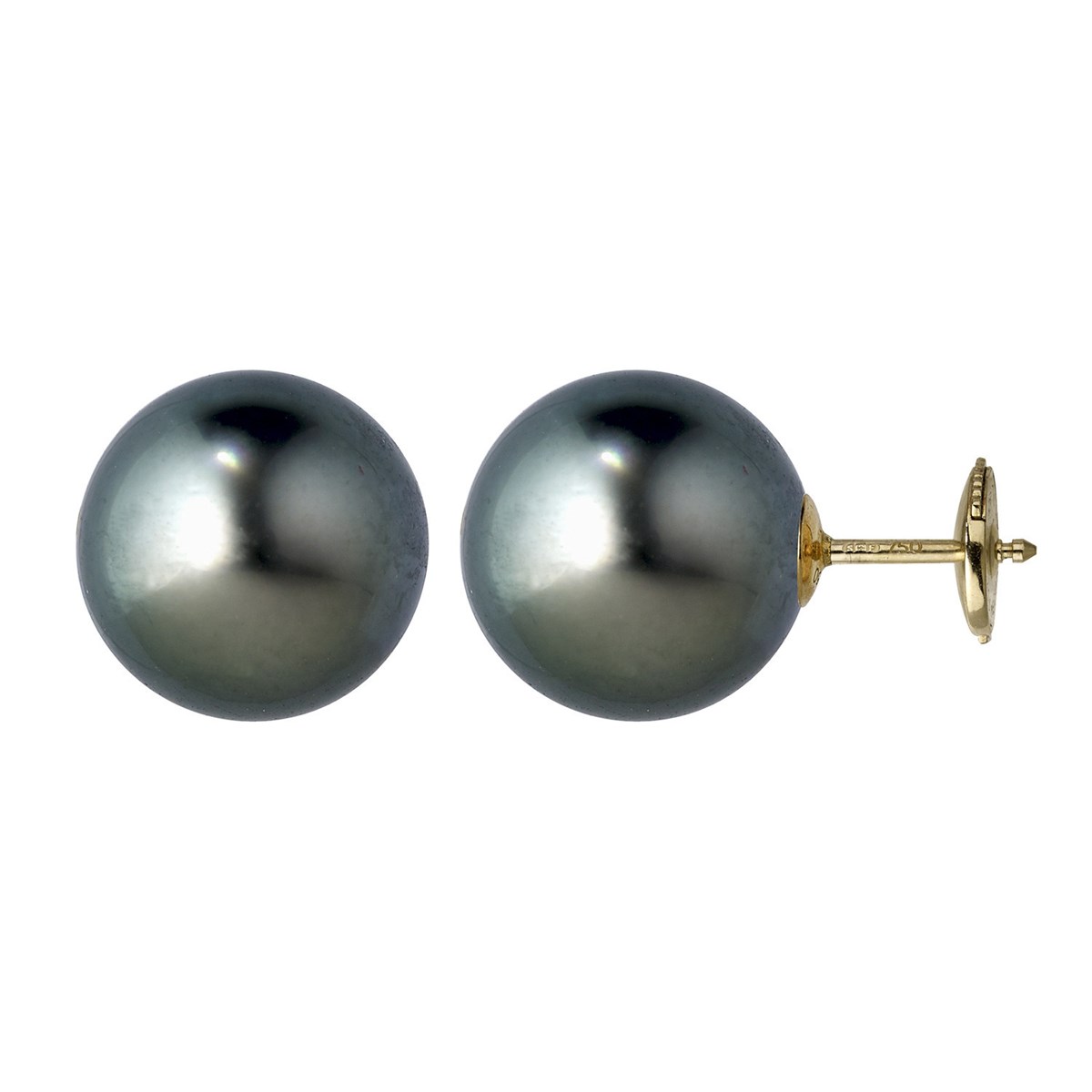 Boucles d'oreilles or 18 carats perles de Tahiti9/9,5 mm