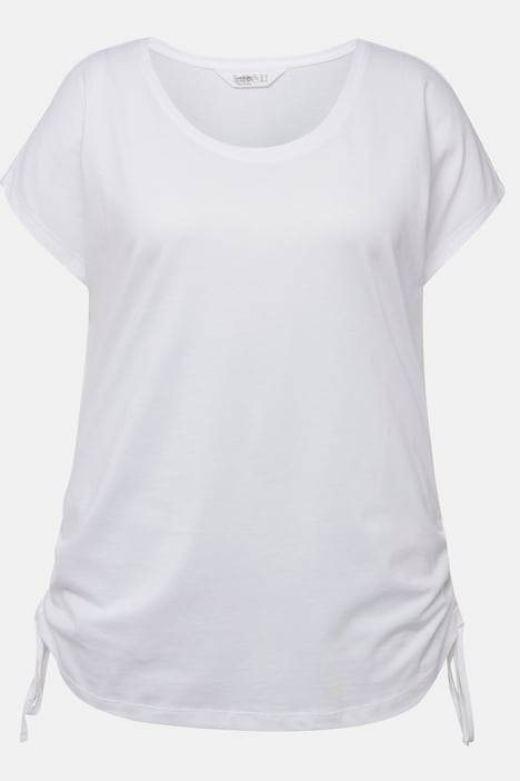 T-Shirt, oversized, Rundhals, seitliche Raffungen