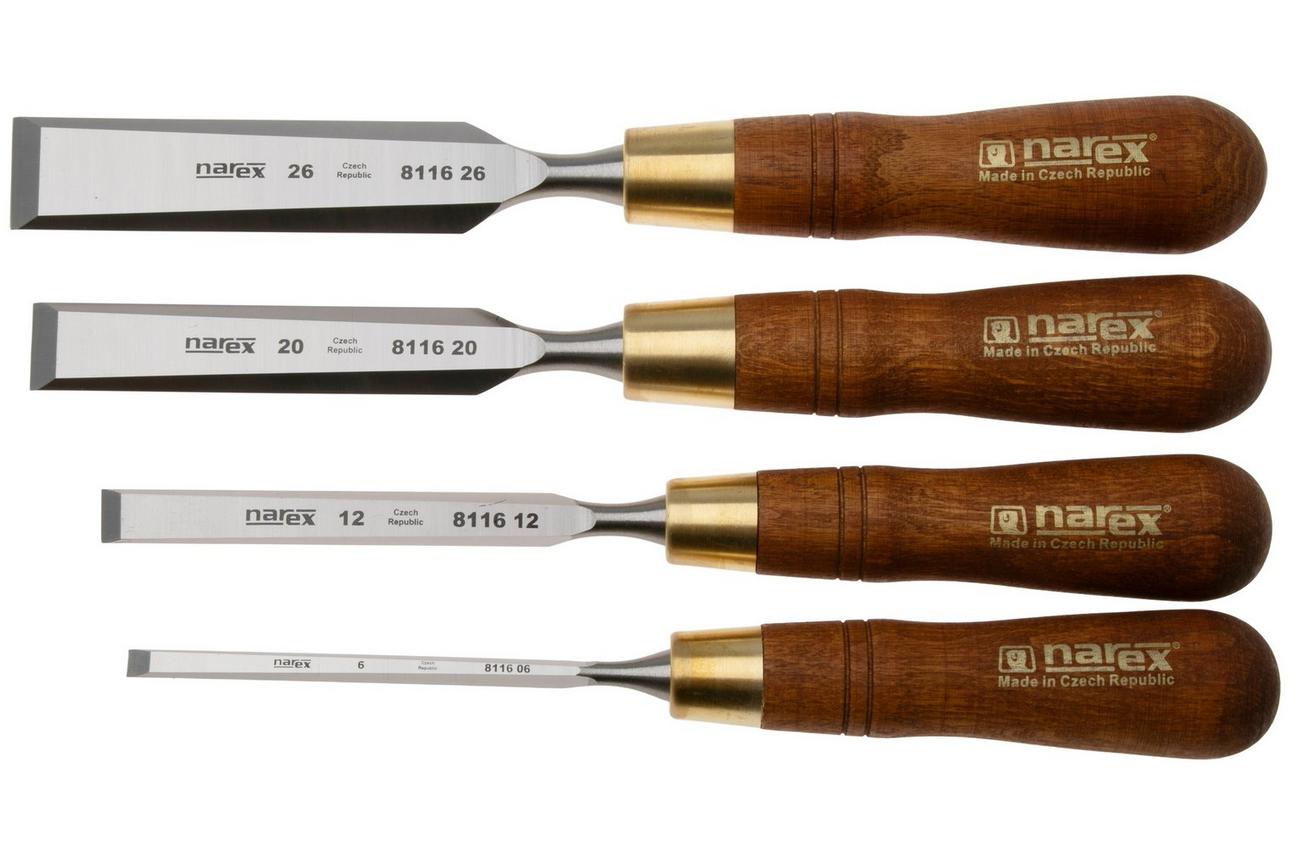 Narex Wood Line Plus Premium Bevel Edge Chisel Set 863201, beitelset 6-12-20-26 mm, 4-delig