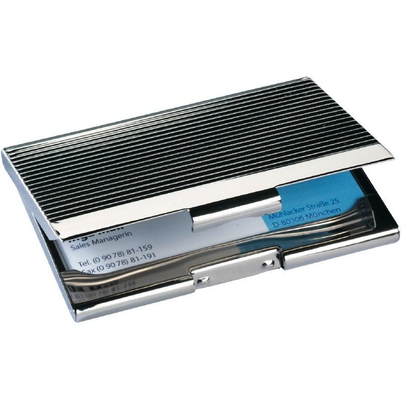 Etui à cartes de visite chrome brillant, capacité 20 cartes - L 9,5 x H 6,2 x P 0,7 cm argent brillant