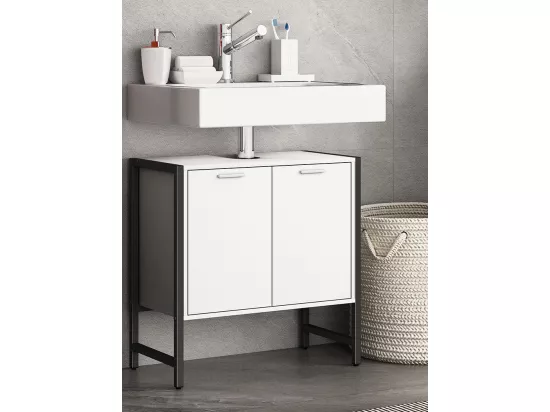Armoire basse de salle de bain en bois Edino Portes battantes