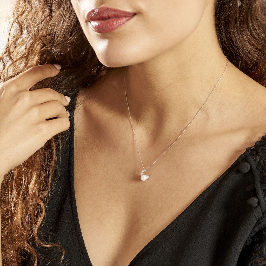 Collier Angel Or Blanc Perle De Culture Oxyde