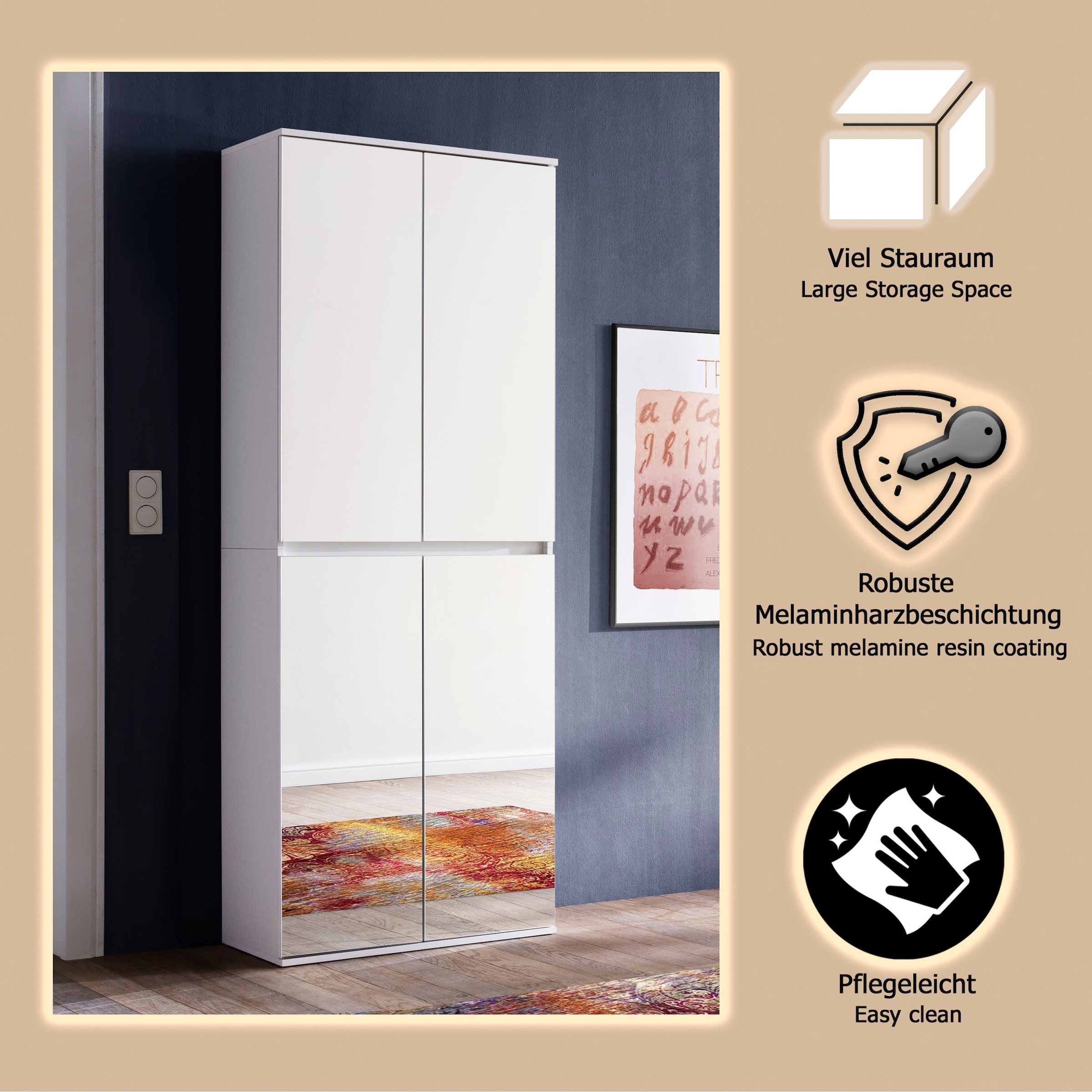 INOSIGN Garderobenschrank »Malcesine« Garderobenschrank mit 4 Türen - (B/T/H) 74/34/191 cm