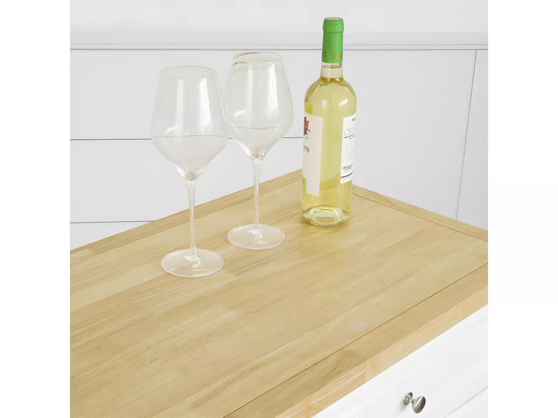 Desserte Roulante Meuble De Rangement À Roulettes En Bois Avec 2 Tiroirs Et 3 Portes, Fkw100-wn