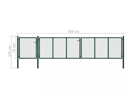 Portail de jardin Acier 500 x 75 cm Vert