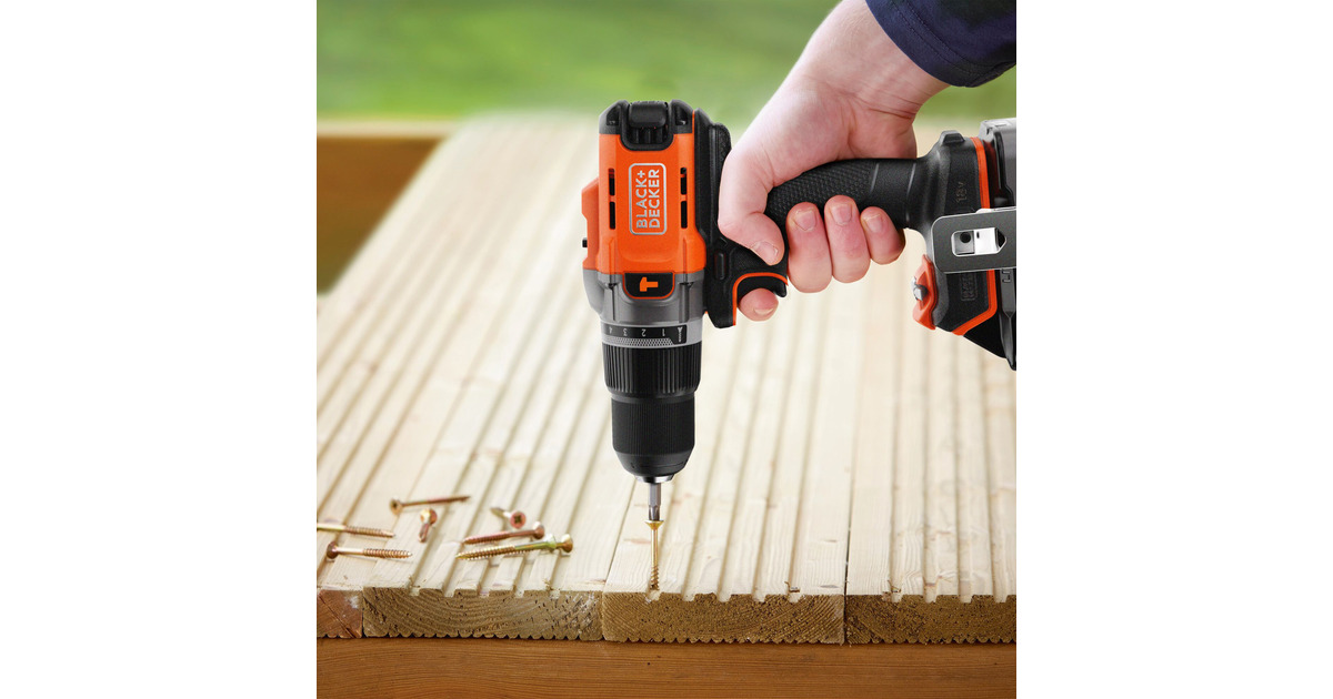 BLACK+DECKER18V Schroefklopboormachine + 18V Oscillerende Multitool Bundel  (Zwart/oranje)