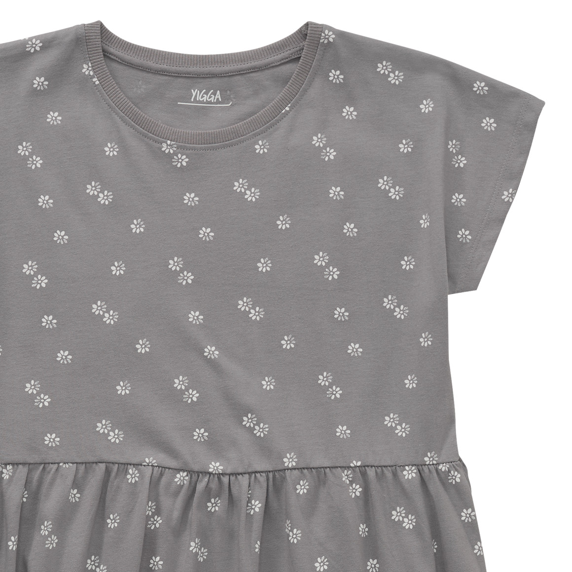 Yigga Mädchen Kleid mit Blumen-Allover grau